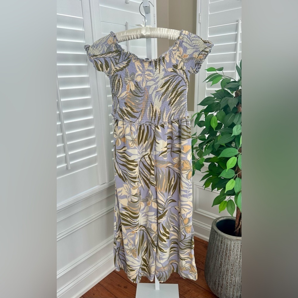 Patrons of Peace Tropical Floral Off-Shoulder Cropped Jumpsuit Size Medium - Picture 2 of 9
